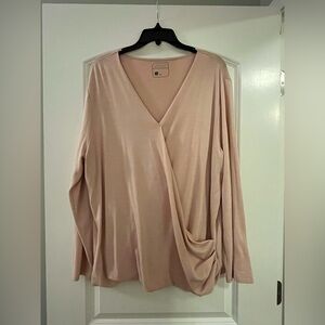 Blush Pink V-Neck Long Sleeve Top
